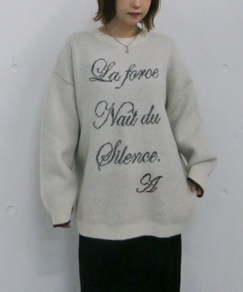 archives（アルシーヴ）の「ラインロゴｊｑミドルニットプルオーバー（ニット/セーター・レディース・ネイビー/アイボリー/チャコールグレー・MEDIUM）」の2枚目の写真