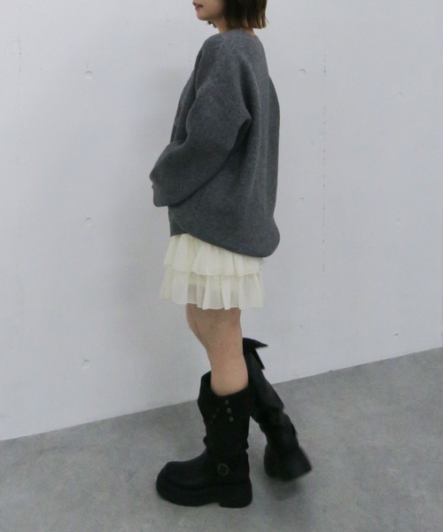 archives（アルシーヴ）の「ラインロゴｊｑミドルニットプルオーバー（ニット/セーター・レディース・ネイビー/アイボリー/チャコールグレー・MEDIUM）」の11枚目の写真