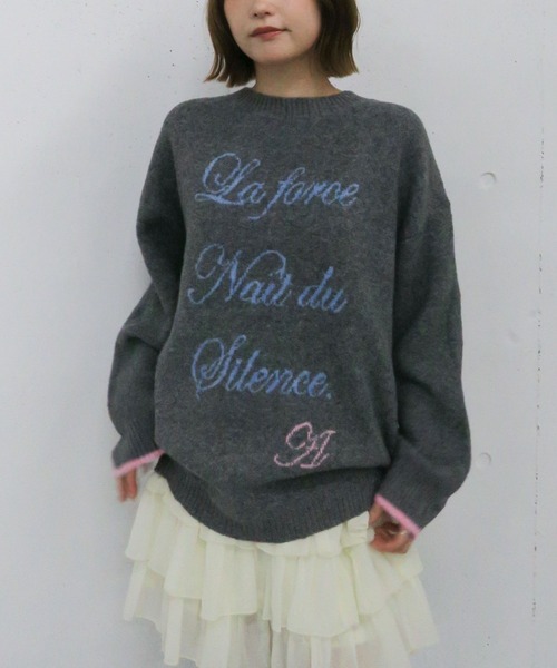 archives（アルシーヴ）の「ラインロゴｊｑミドルニットプルオーバー（ニット/セーター・レディース・ネイビー/アイボリー/チャコールグレー・MEDIUM）」の4枚目の写真