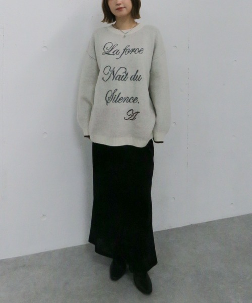 archives（アルシーヴ）の「ラインロゴｊｑミドルニットプルオーバー（ニット/セーター・レディース・ネイビー/アイボリー/チャコールグレー・MEDIUM）」の17枚目の写真