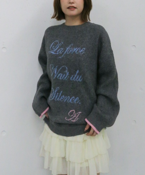 archives（アルシーヴ）の「ラインロゴｊｑミドルニットプルオーバー（ニット/セーター・レディース・ネイビー/アイボリー/チャコールグレー・MEDIUM）」の6枚目の写真