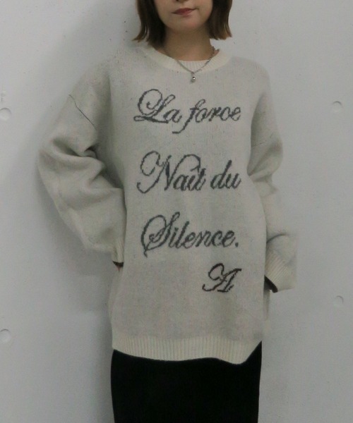 archives（アルシーヴ）の「ラインロゴｊｑミドルニットプルオーバー（ニット/セーター・レディース・ネイビー/アイボリー/チャコールグレー・MEDIUM）」の14枚目の写真