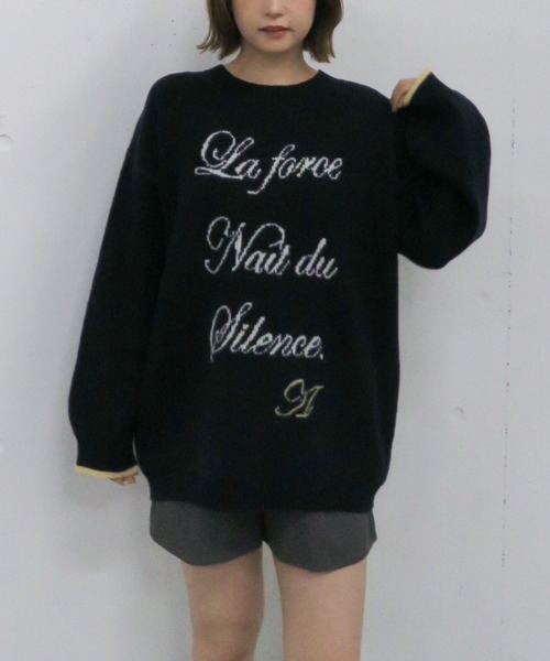 archives（アルシーヴ）の「ラインロゴｊｑミドルニットプルオーバー（ニット/セーター・レディース・ネイビー/アイボリー/チャコールグレー・MEDIUM）」の21枚目の写真