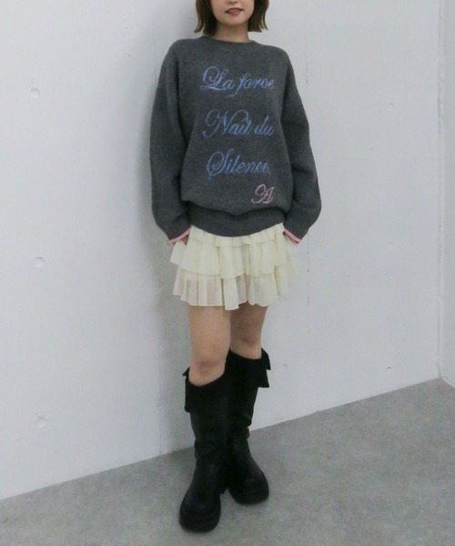 archives（アルシーヴ）の「ラインロゴｊｑミドルニットプルオーバー（ニット/セーター・レディース・ネイビー/アイボリー/チャコールグレー・MEDIUM）」の8枚目の写真