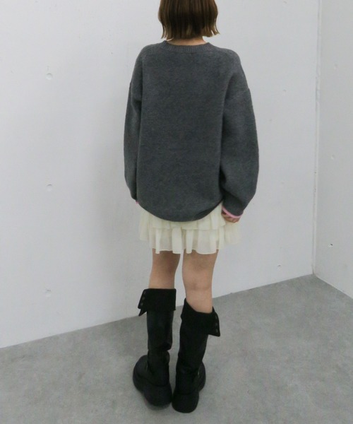 archives（アルシーヴ）の「ラインロゴｊｑミドルニットプルオーバー（ニット/セーター・レディース・ネイビー/アイボリー/チャコールグレー・MEDIUM）」の12枚目の写真