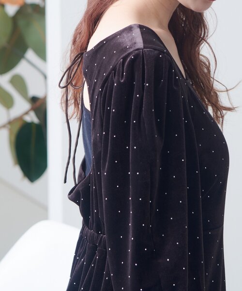結婚式/オケージョン】ベロアスタッズミニワンピース（ワンピース