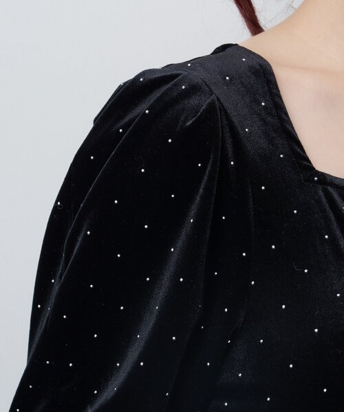 結婚式/オケージョン】ベロアスタッズミニワンピース（ワンピース