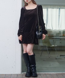 Kastane | 【結婚式/オケージョン】ベロアスタッズミニワンピース(ワンピース)