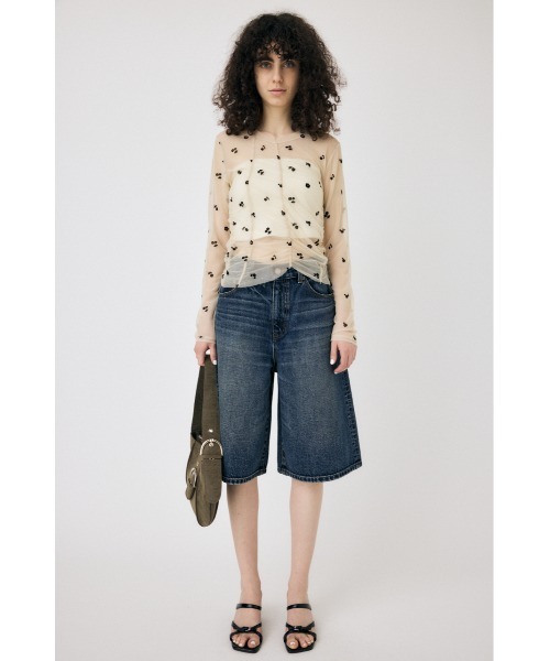 MOUSSY(マウジー)の「KNEE LENGTH バミューダパンツ(デニムパンツ・レディース・ダークブルー・2/1/0)」の5枚目の写真