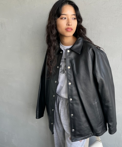 schott（ショット）の「[Schott/ショット] シープレザー コーチジャケット（ライダースジャケット・メンズ・ブラック・M/L）」の6枚目の写真