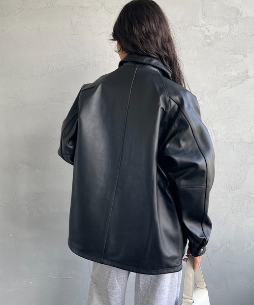 schott（ショット）の「[Schott/ショット] シープレザー コーチジャケット（ライダースジャケット・メンズ・ブラック・M/L）」の9枚目の写真