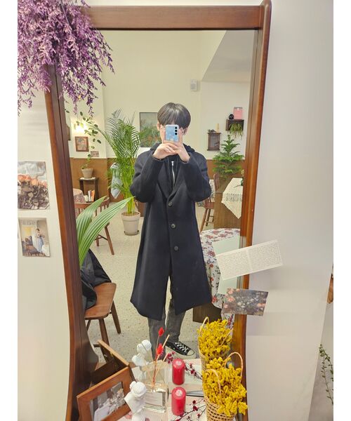 MUSINSA STANDARD（ムシンサスタンダード）の「カシミアブレンド特大シングルコート[ネイビー]（チェスターコート・メンズ・その他・MEDIUM/LARGE/X-LARGE/XX-LARGE）」の9枚目の写真