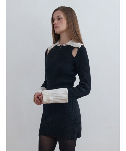 Kijun(キジュン)の「Half Zip-Up Knit Dress Black(ワンピース・レディース・その他・MEDIUM/SMALL)」の5枚目の写真
