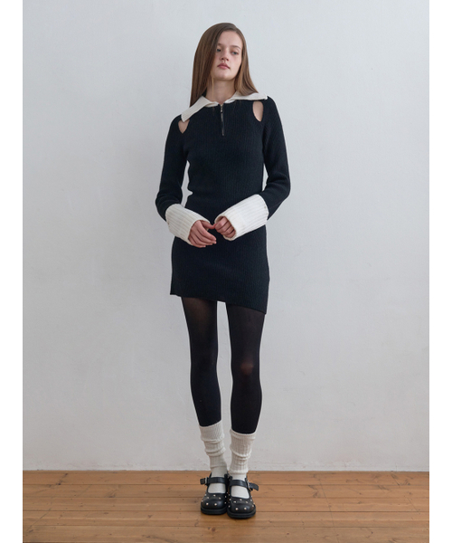 Kijun(キジュン)の「Half Zip-Up Knit Dress Black(ワンピース・レディース・その他・MEDIUM/SMALL)」の3枚目の写真