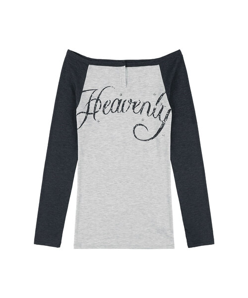 FANCY CLUB(ファンシークラブ)の「ヘブンリーオフショルダー ロングスリーブ (チャコール) F25QB084(Tシャツ/カットソー・レディース・チャコール・ONE)」の1枚目の写真