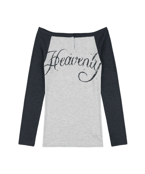 FANCY CLUB(ファンシークラブ)の「ヘブンリーオフショルダー ロングスリーブ (チャコール) F25QB084(Tシャツ/カットソー・レディース・チャコール・ONE)」の4枚目の写真