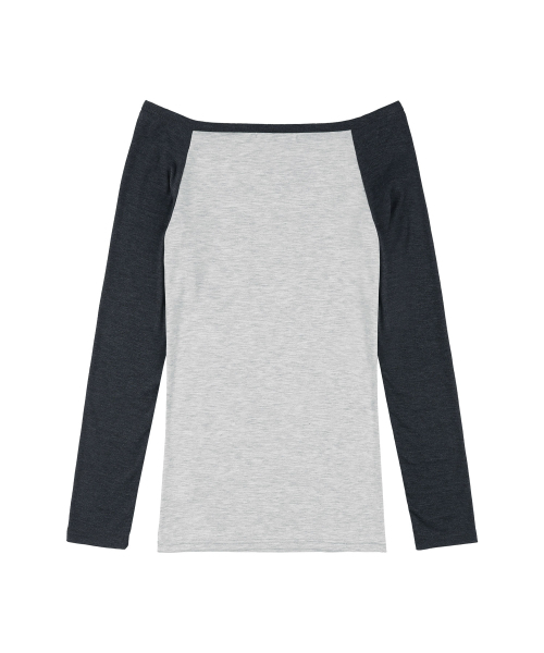FANCY CLUB(ファンシークラブ)の「ヘブンリーオフショルダー ロングスリーブ (チャコール) F25QB084(Tシャツ/カットソー・レディース・チャコール・ONE)」の5枚目の写真