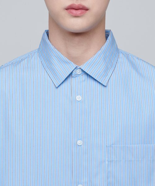 MUSINSA STANDARD(ムシンサスタンダード)の「ストライプ特大ポプリンシャツ【ブルーストライプ】(シャツ/ブラウス・メンズ・その他・XX-LARGE/LARGE/MEDIUM/X-LARGE)」の6枚目の写真