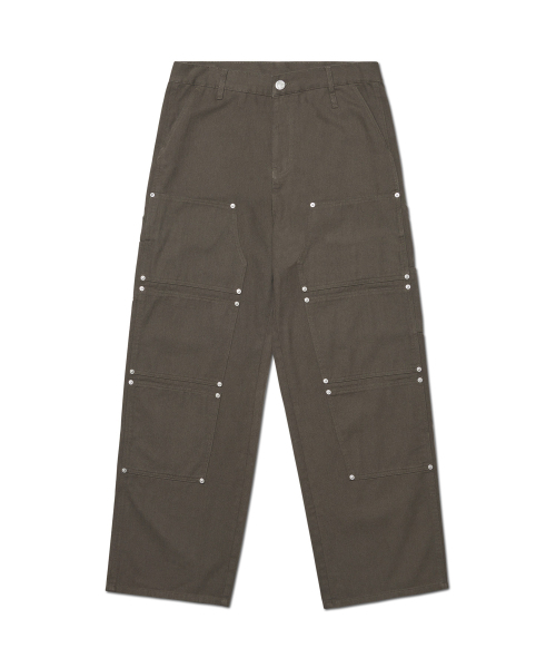 NOMANUAL(NOMANUAL)の「DIVIDED DOUBLE KNEE PANTS - CHARCOAL(その他パンツ・レディース・その他・LARGE/SMALL/MEDIUM)」の1枚目の写真