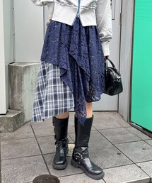 CIAOPANIC | レース×チェックイレヘムミドルスカート(スカート)