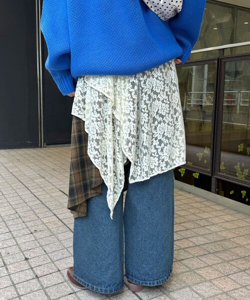 CIAOPANIC（チャオパニック）の「レース×チェックイレヘムミドルスカート（スカート・レディース・レッド/グリーン/ブルー・ONE SIZE）」の7枚目の写真