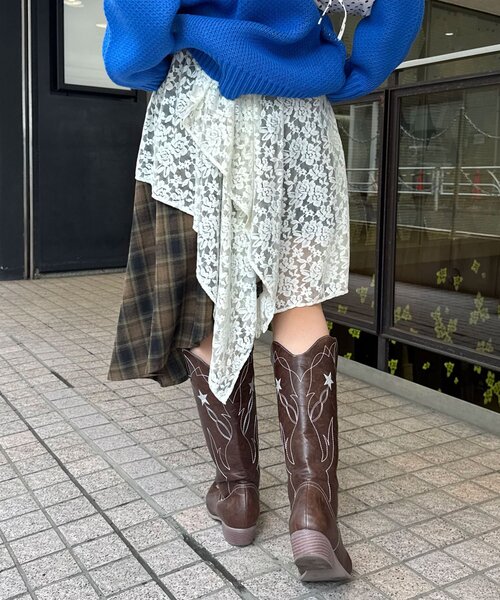 CIAOPANIC（チャオパニック）の「レース×チェックイレヘムミドルスカート（スカート・レディース・レッド/グリーン/ブルー・ONE SIZE）」の8枚目の写真