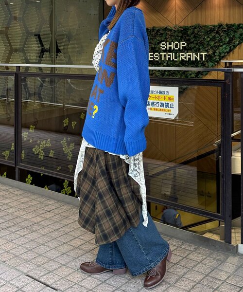 CIAOPANIC（チャオパニック）の「レース×チェックイレヘムミドルスカート（スカート・レディース・レッド/グリーン/ブルー・ONE SIZE）」の12枚目の写真