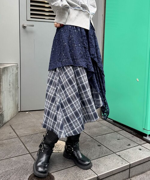 CIAOPANIC（チャオパニック）の「レース×チェックイレヘムミドルスカート（スカート・レディース・レッド/グリーン/ブルー・ONE SIZE）」の16枚目の写真