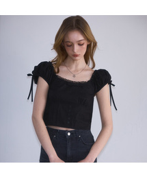 ROSEFRANTZ（ロゼフランツ）の「Ribbon Pintuck Crop Blouse [Black]（シャツ/ブラウス）」