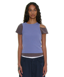 PARTIMENTO WOMEN（パルティメントウィメン）の「PWC (Set) Unbalanced Double Layered Top_Charcoal（Tシャツ/カットソー）」