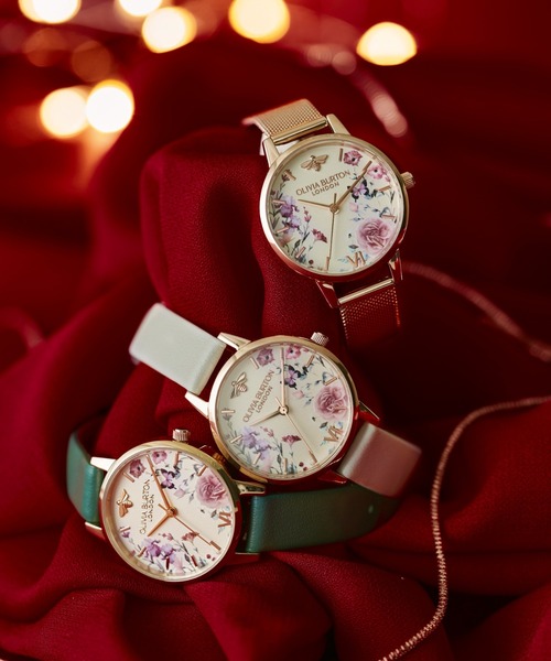 OLIVIA BURTON(オリビアバートン)の「「OLIVIA BURTON/オリビアバートン」シグネチャー - 30mm イラストレイテッド フローラル(アナログ腕時計・レディース・ライトグレー/グリーン・30mm)」の3枚目の写真