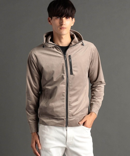 MONSIEUR NICOLE（ムッシュニコル）の「【canal deux Luxe】ストレッチベロア フーディ（パーカー・メンズ・ブラック/ベージュ・MEDIUM/LARGE/X-LARGE）」の2枚目の写真