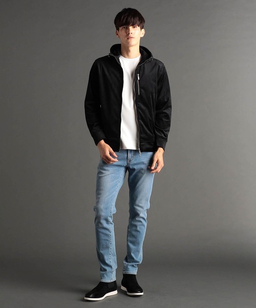 MONSIEUR NICOLE（ムッシュニコル）の「【canal deux Luxe】ストレッチベロア フーディ（パーカー・メンズ・ブラック/ベージュ・MEDIUM/LARGE/X-LARGE）」の4枚目の写真