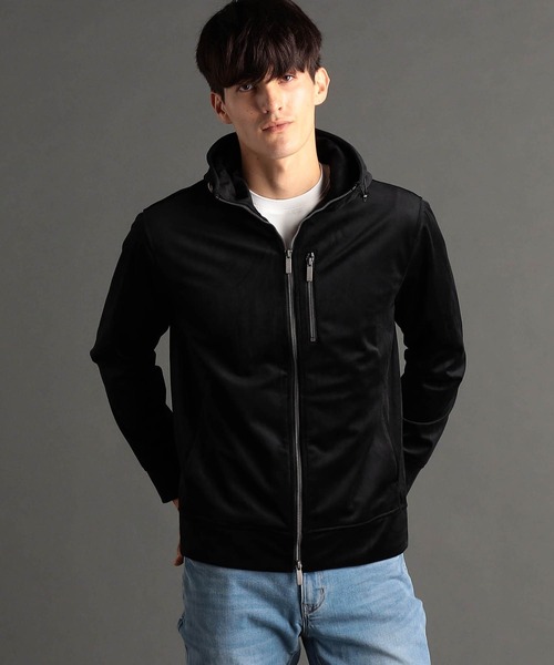 MONSIEUR NICOLE（ムッシュニコル）の「【canal deux Luxe】ストレッチベロア フーディ（パーカー・メンズ・ブラック/ベージュ・MEDIUM/LARGE/X-LARGE）」の5枚目の写真