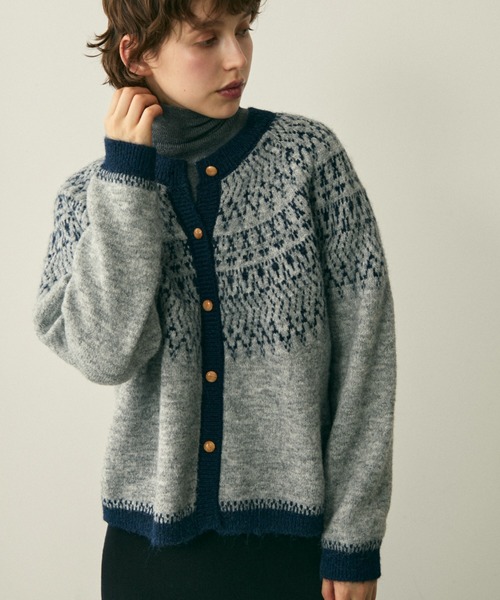 full/fill.(フルフィル)の「bicolor nordic knit cardigan / バイカラーノルディックニットカーディガン(カーディガン/ボレロ・レディース・グレー/アイボリー・FREE)」の2枚目の写真