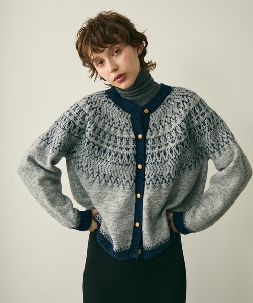 full/fill.(フルフィル)の「bicolor nordic knit cardigan / バイカラーノルディックニットカーディガン(カーディガン/ボレロ・レディース・グレー/アイボリー・FREE)」の15枚目の写真