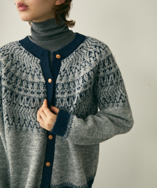 YUKIトゥデイフル　ノルディックニットカーディガン full/fill. カーディガン bicolor nordic knit cardigan / バイカラー