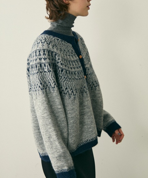 full/fill.(フルフィル)の「bicolor nordic knit cardigan / バイカラーノルディックニットカーディガン(カーディガン/ボレロ・レディース・グレー/アイボリー・FREE)」の21枚目の写真