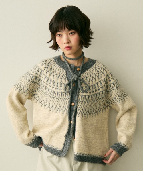 bicolor nordic knit cardigan / バイカラーノルディックニット