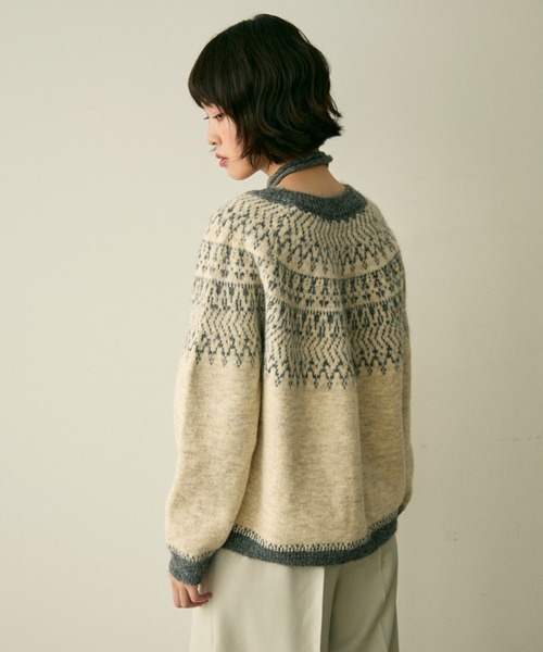 full/fill.(フルフィル)の「bicolor nordic knit cardigan / バイカラーノルディックニットカーディガン(カーディガン/ボレロ・レディース・グレー/アイボリー・FREE)」の8枚目の写真