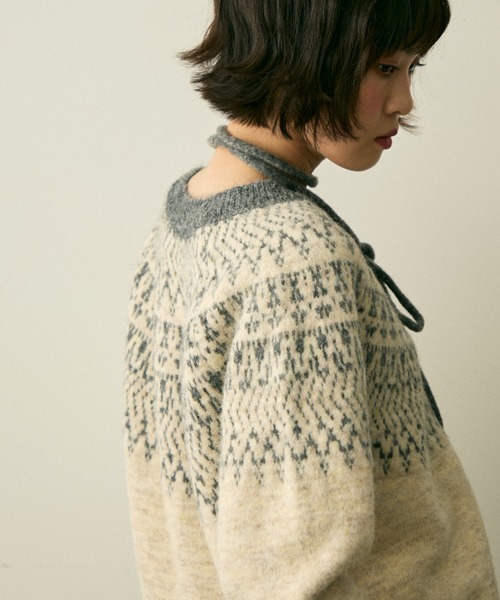 full/fill.(フルフィル)の「bicolor nordic knit cardigan / バイカラーノルディックニットカーディガン(カーディガン/ボレロ・レディース・グレー/アイボリー・FREE)」の10枚目の写真