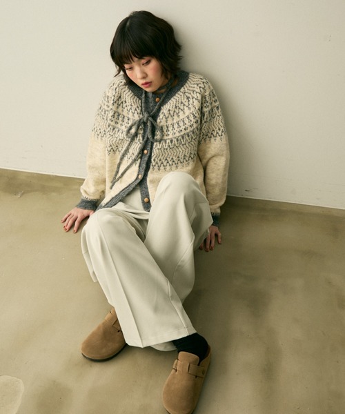 full/fill.(フルフィル)の「bicolor nordic knit cardigan / バイカラーノルディックニットカーディガン(カーディガン/ボレロ・レディース・グレー/アイボリー・FREE)」の6枚目の写真