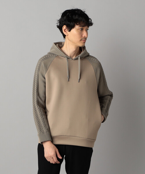 COMME CA MEN（コムサメン）の「ニットコンビ プルオーバーパーカ（パーカー・メンズ・チャコールグレー/ブラック/ベージュ・M/L）」の3枚目の写真