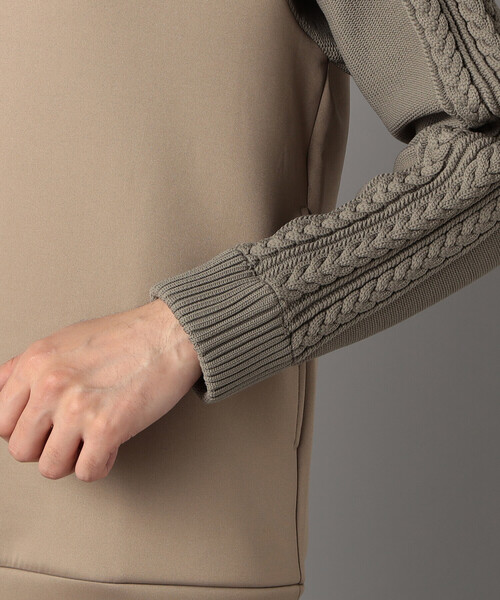 COMME CA MEN（コムサメン）の「ニットコンビ プルオーバーパーカ（パーカー・メンズ・チャコールグレー/ブラック/ベージュ・M/L）」の6枚目の写真