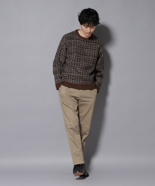 NANO universe（ナノユニバース）の「ツイードジャガードニット（ニット/セーター・メンズ・ブラック/ベージュ/ブラウン系その他3・S/M/L）」の7枚目の写真