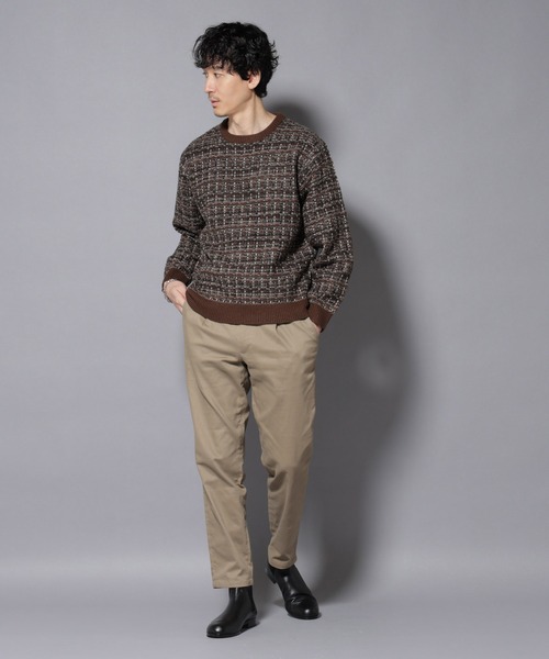 NANO universe（ナノユニバース）の「ツイードジャガードニット（ニット/セーター・メンズ・ブラック/ベージュ/ブラウン系その他3・S/M/L）」の6枚目の写真