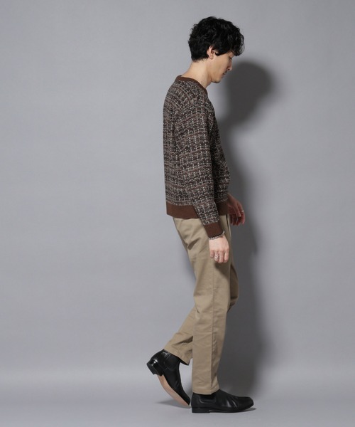 NANO universe（ナノユニバース）の「ツイードジャガードニット（ニット/セーター・メンズ・ブラック/ベージュ/ブラウン系その他3・S/M/L）」の4枚目の写真