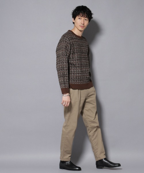 NANO universe（ナノユニバース）の「ツイードジャガードニット（ニット/セーター・メンズ・ブラック/ベージュ/ブラウン系その他3・S/M/L）」の5枚目の写真
