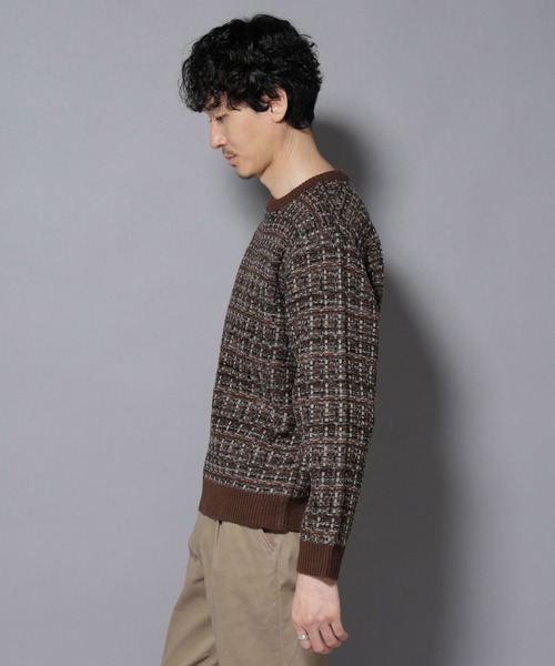 NANO universe（ナノユニバース）の「ツイードジャガードニット（ニット/セーター・メンズ・ブラック/ベージュ/ブラウン系その他3・S/M/L）」の10枚目の写真