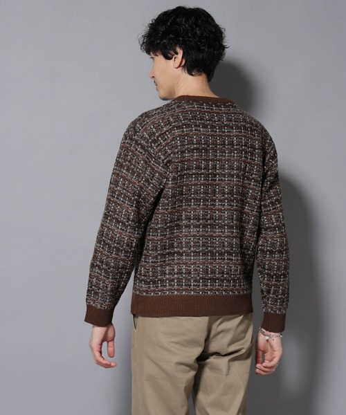 NANO universe（ナノユニバース）の「ツイードジャガードニット（ニット/セーター・メンズ・ブラック/ベージュ/ブラウン系その他3・S/M/L）」の8枚目の写真